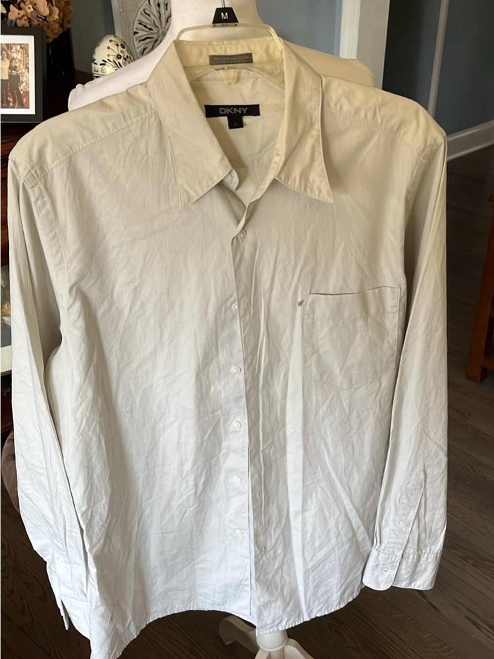 DKNY Men’s White Long-Sleeve Button-Up Dress Shirt